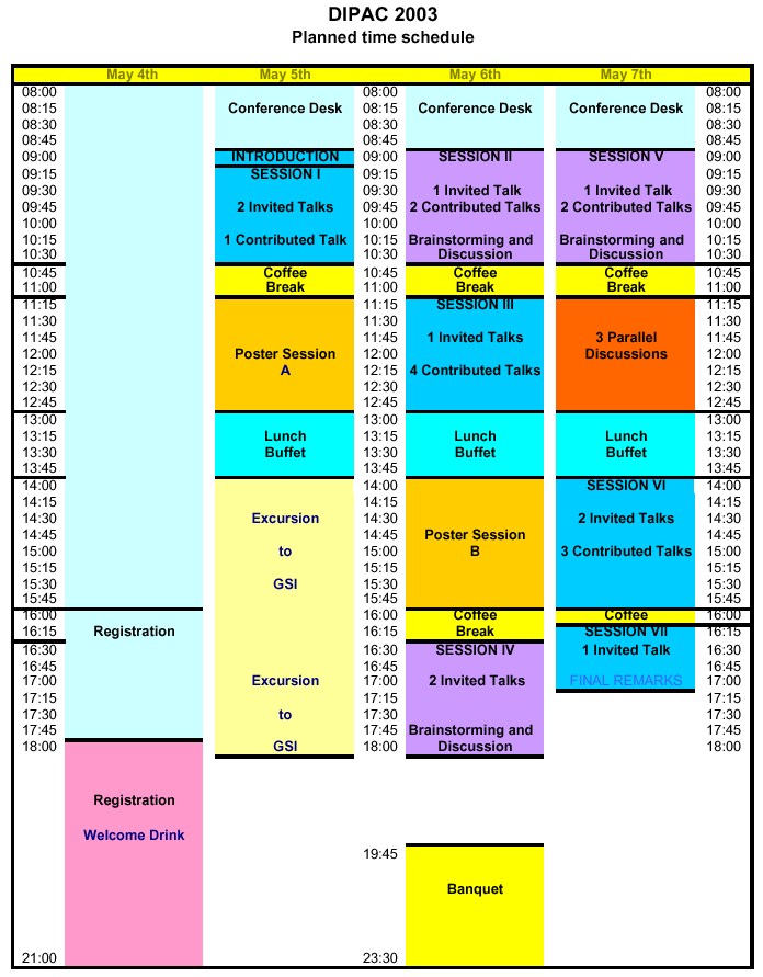 Dipac time schedule